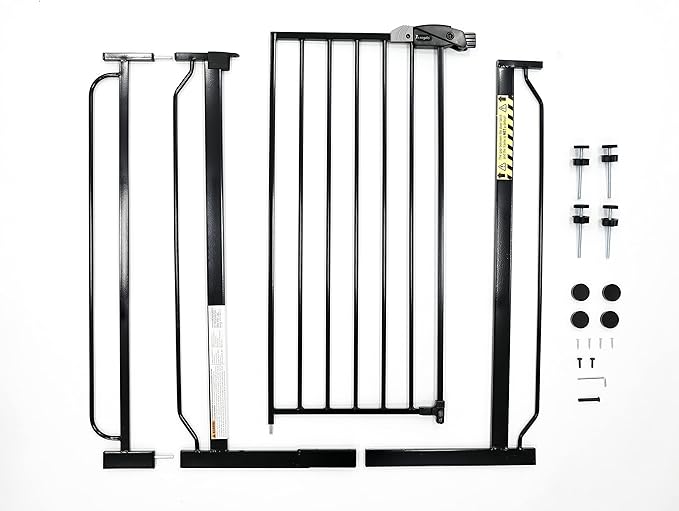 Regalo Easy Step Extra Tall Walk Thru Gate, Bonus Kit, Includes 6-Inch Extension Kit, 1 Pack of Pressure Mount Kit and 1 Pack of Wall Mount Kit, Black