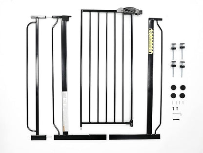 Regalo Easy Step Extra Tall Walk Thru Gate, Bonus Kit, Includes 6-Inch Extension Kit, 1 Pack of Pressure Mount Kit and 1 Pack of Wall Mount Kit, Black