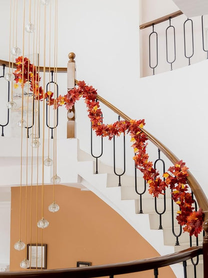 6PCS Fall Maple Leaves Garland, Party Joy 5.6Ft Artificial Maple Leaf Autumn Garland Hanging Fall Vines Table Decorations Front Door Fall Decor Thanksgiving Decorations Decor Outside Indoor Decor