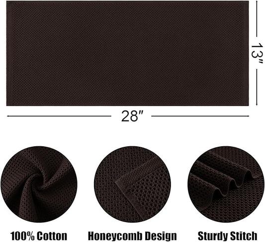 Kitinjoy 100% Cotton Waffle Weave Kitchen Towels, 6-Pack Super Soft and Absorbent Dish Towels for Drying Dishes, Kitchen Hand Towels, 13 in x 28 in, Dark Brown