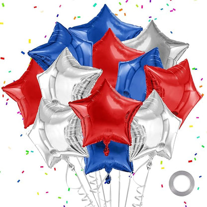 4th of July Balloons Red White And Blue Balloon Arch Kit Star Balloons Mylar Foil Helium 12pcs 4th of July Decorations Outdoor Patriotic Party Independence Day Veteran Decor Graduation Birthday