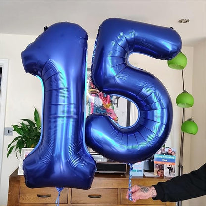 Navy Blue Number 3 Balloon, 40In Large Dark Blue Foil Number Balloons Set 0-9 for Women, Self Inflating Royal Blue Digital 3 Helium Balloon for Boys 3rd Birthday Party Decorations Supplies