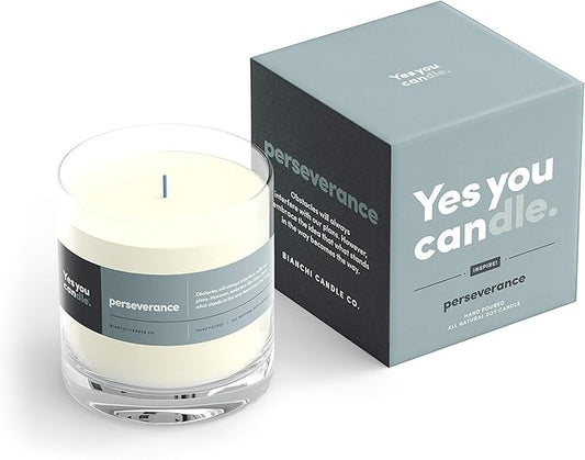 Perseverance, Teakwood & Spices, Highly-Scented, Inspirational Soy Candle, Made in USA, Great Message, Pure Essential Oils, Aromatherapy, 8 oz