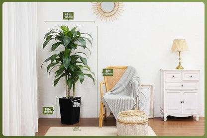 5FT Artificial Dracaena Tree - UV Resistant Faux Tropical Plant, Potted Fake Tree with Taper Planter & Pebbles - Indoor Outdoor Greenery for Home, Porch, Living Room, Bedroom Decor, VN127