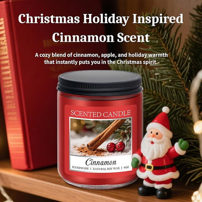 Homsolver Cozy Cinnamon Candle Scented Strong, Christmas Candles Cinnamon Stick Apple Scented with 50+ Hours of Burn Time, Fall & Winter Christmas Candles Gifts & Hoilday Home Décor