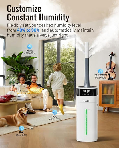 Cool and Warm Mist Humidifier Large Room, 5.3Gal/20L Humidifiers for Home 2500 sq ft, Air Humidifiers for Bedroom with Diffuser&Extended Tube, Whole House Humidifiers for Nursery Baby Plants