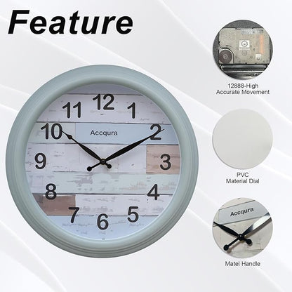 15 Inch Large Outdoor Clock Waterproof Wall Clocks Battery Operated Retro Indoor Outside Weatherproof Decor for Patio Garden Pool Porch Fence (Mint Green)