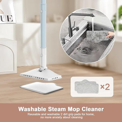 7-in-1 Steam Mop, 1200W Rotated Steam Cleaner for Home, 2 Modes, 400ML Removable Tank, 23FT Cord, 2 Washable Pads, Multi-Surface Steamer for Hard Floor, Laminate Floor, Tiles Cleaning (Peacock Blue)
