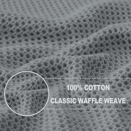 Homaxy 100% Cotton Waffle Weave Kitchen Dish Cloths, Ultra Soft Absorbent Quick Drying Dish Towels, 12 x 12 Inches, 8-Pack, Grey
