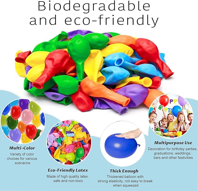 100pcs 12 Inch Rainbow Latex Balloons for Birthday, Baby Shower, Wedding.Vibrant Assorted Colors for Party Decorations - Create Stunning Balloon Arches & Backdrops with Ease!