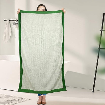 Cleanbear Shower Towel Soft Bath Towels for Bathroom, 2 Cotton Fluffy Bath Towels (520 GSM), 54 x 28 Inches, Green