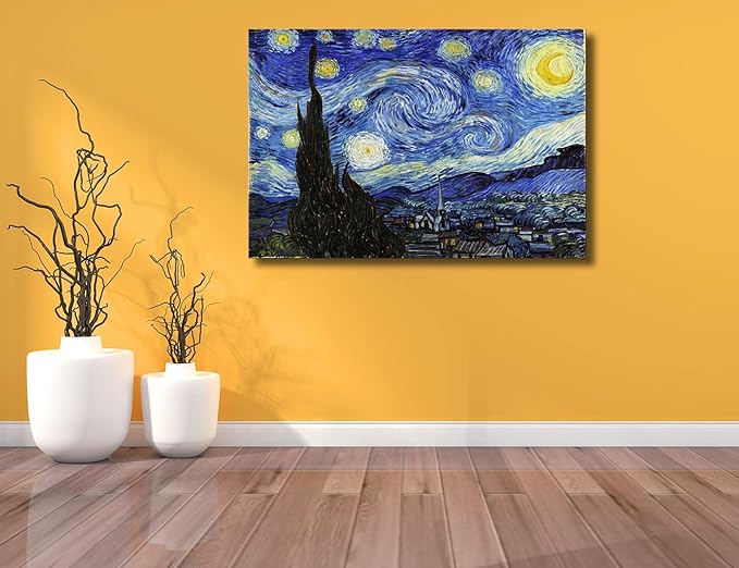 Starry Night, Vincent Van Gogh Art Reproduction, Large Giclee Canvas Prints Wall Art for Home Decor. 24"x36"