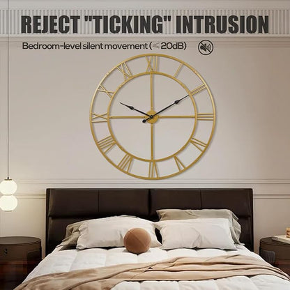 Large Wall Clock for Living Room Decor – 40 Inch Silent Non-Ticking Modern Farmhouse Wall Clock, Oversized Decorative Metal Roman Numeral Clock