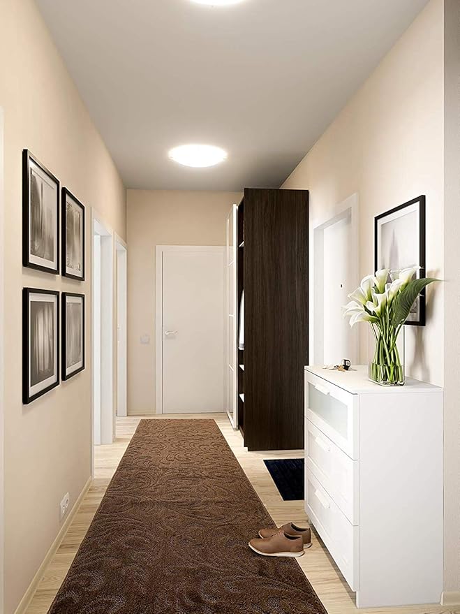 15 FT Long Carpet Runner Rug with Rubber Backing, Non-Slip Washable Brown (26" X 15'), Custom Floor Mat for Kitchen Hallway Stairs Bedroom Bathroom Entryway, Your Choice of Length, Floral Pattern