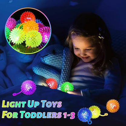 24PCS Light Up Ball, Bouncy Balls for Kids, 6 Colors Flashing Squeaky Ball, 2.2inch Light Up Toys, Balls for Toddlers 1-3, Valentines Party Favors for Teens, Adults, Children