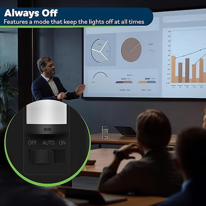 TOPGREENER in Wall PIR Motion Sensor Light Switch, Occupancy Sensor Switch, 𝐍𝐞𝐮𝐭𝐫𝐚𝐥 𝐖𝐢𝐫𝐞 𝐑𝐞𝐪𝐮𝐢𝐫𝐞𝐝, On/Off Override, 𝐒𝐢𝐧𝐠𝐥𝐞 𝐏𝐨𝐥𝐞, 4A, 500W, TSOS5-BKWP,Black,4 Pack
