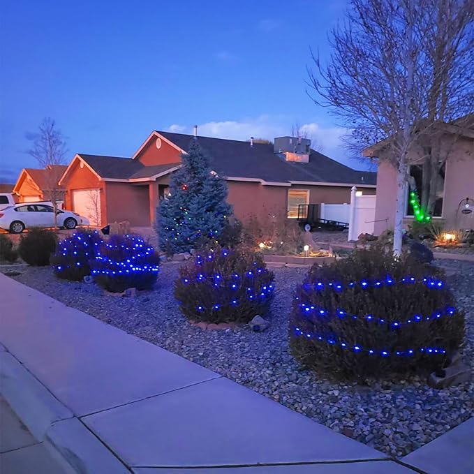JMEXSUSS 2 Pack Blue Fairy Lights Battery Operated, Total 400 LED 132ft Christmas Fairy Lights with Remote, 8 Modes Blue String Lights for Christmas Tree Bedroom Xmas Wreath Patio Fireplace Decor