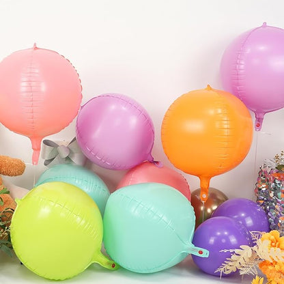 Pastel Round Foil Balloons 9 pcs,Multicolor Giant 4D Round Balloons 22 Inch for Kid's Birthday Rainbow Party Baby Shower