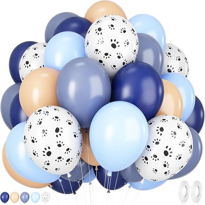 Dog Paw Printe Balloons, 12 Inch Dog Paw Print Balloon, Haze Gray Blue Latex Balloons for Puppy Paw Themed Boys Girls Kids Birthday Baby Shower Party Decor Supplies