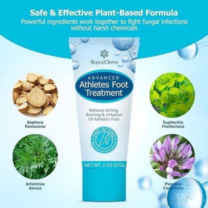 Roycederm Extra Strength Athletes Foot Treatment Cream - Powerful Antifungal Relief for Itching and Burning - Suitable for Men and Women