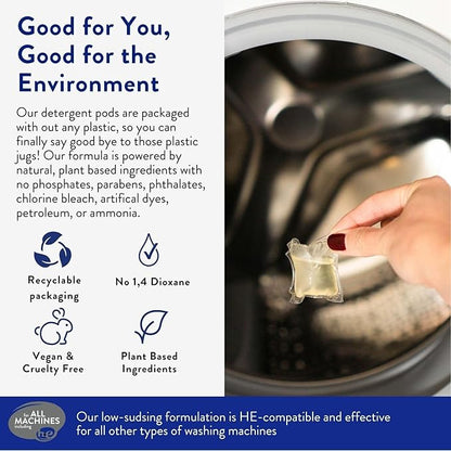 Clean People Laundry Detergent Pods - Recyclable Packaging, Hypoallergenic, Stain Fighting - Ultra Concentrated, Laundry Soap - Peppermint, 192 Pack