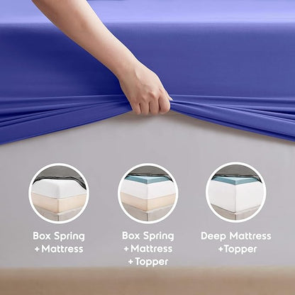Nestl Full XL Sheet Set - Luxury 1800 Ultra-Soft Microfiber Full Extra Long Bed Sheets - Double Brushed - Deep Pockets - Easy Fit - 4 Piece Set - Bedding Sheets & Pillowcases (Full XL, Royal Blue)