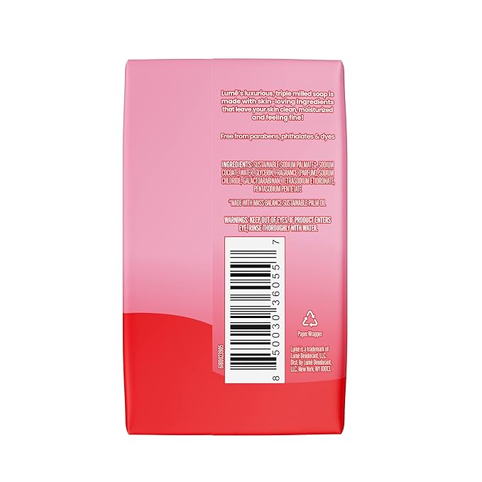 Lume Triple Milled Bar Soap - Rich Moisture & Gentle Cleansing - Paraben Free, Phthalate Free, Skin Safe - 5 ounce (Pack of 4) (Peony Rose)
