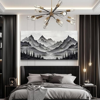 ZUITINGHUA Canvas Wall Art For Living Room Large Wall Decor For Office Bedroom Decorations Black Mountains Landscape Pictures Farmhouse Painting Artwork Room Wall Mural Aesthetic Home Decor 30x60 In