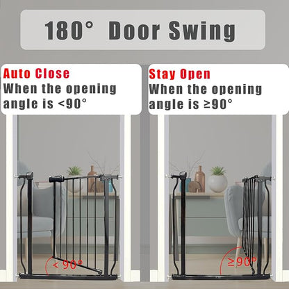 Extra Wide Baby Gate 67-71.6 Inch, Heavy Duty Safety Gate Indoor for Kids & Pets, Black Metal Dog Gate, Pressure Mounted No Drilling Pet Gate for Large Openings, 30 Inch Tall