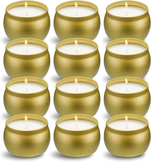 Scented Candles Gift Set, 12 Pack Natural Soy Wax Single tin 4 oz for Family Gatherings, Festive Candles