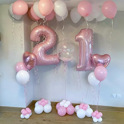 40 Inch Pastel Pink Foil Balloon Number 4, Large Self Inflating Light Pink Number Balloons 0-9 Pearl Pink Helium Number Balloons Set for Girls 4th Birthday Women Anniversary Party Decoration Supplies
