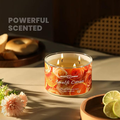 4EVER Scented Candles | 4-Wick 18oz Soy Wax Candle | Up to 50Hrs Clean Burn | Aromatherapy Candles for Home Scented | Gifts for Women & Mom, Amalfi Citrus