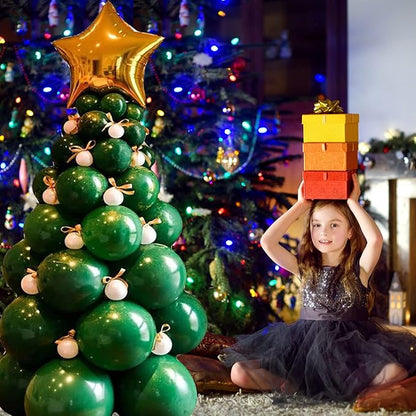 Christmas Tree Balloon Kit, Green Balloons Garland Arch White Balloons Green balloons 93 Pieces Latex Balloons for Xmas/New YearParty Decoration