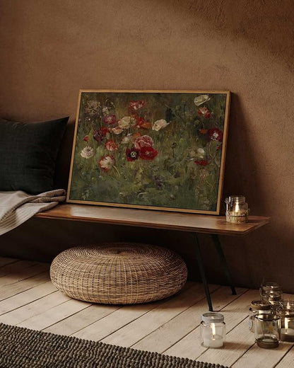 InSimSea Framed Canvas Wall Art Vintage Decor, Home Decor Classical Floral Scenic Oil Painting Canvas Prints, Rustic Wall Decorations for Bedroom Bathroom Office Decor, 16"x24"