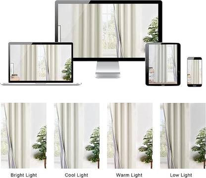 XWZO 100% Blackout Window Curtains - Thermal Insulated & Completely Room Darkening Black Liner Window Treatment with Tiebacks for Bedroom/Living Room, Ivory Beige, W52 x L108, Set of 2 Panels