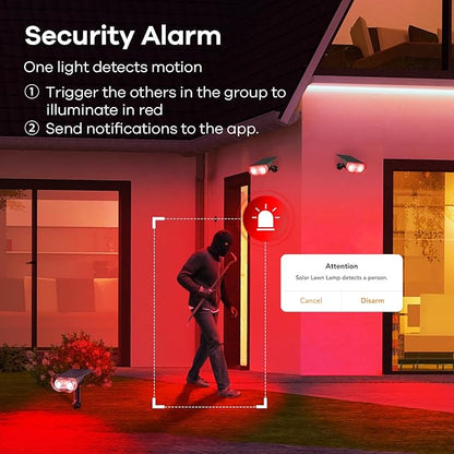Linkind Smart Solar Spot Lights Outdoor SL5 with Motion Sensor, APP Control Color Changing Solar Halloween Lights Outdoor, IP65 Landscape Lighting for Yard, Garden, Pathway(6 Pack)
