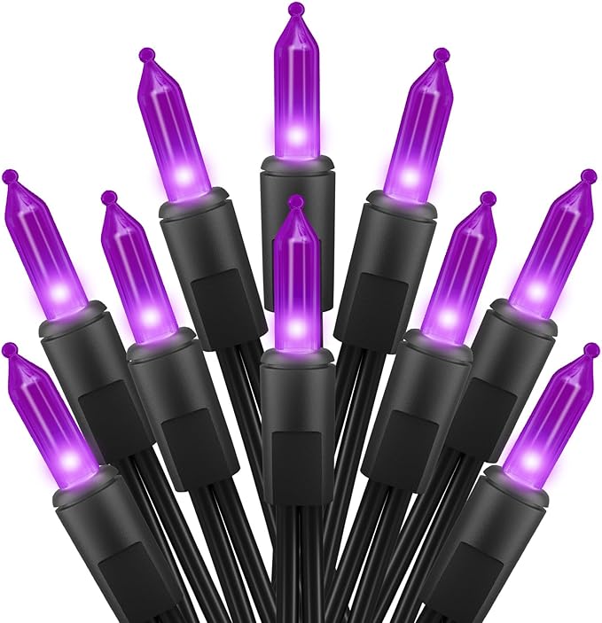 Purple Halloween Mini Lights, 50 Count 13 Feet Incandescent Bulb Mini String Lights, Connectable Halloween Light for Haunted House Ghost Party Holiday Window Indoor Outdoor Decoration, Purple