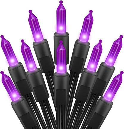 Purple Halloween Mini Lights, 50 Count 13 Feet Incandescent Bulb Mini String Lights, Connectable Halloween Light for Haunted House Ghost Party Holiday Window Indoor Outdoor Decoration, Purple