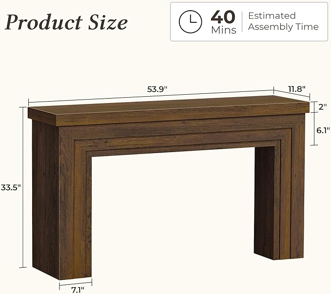 Huuger 54 Inch Entryway Table, Retangular Console Table with Storage, Farmhouse Sofa Table Behind The Couch, Long for Entrance, Hallway, Foyer, Living Room, Retro