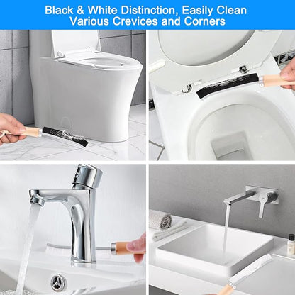 Curved Toilet Bowl Brush and Crevice Cleaning Brushes Set, Bathroom Cleaning Scrub Brush with Long Handle, Toilet Scrubber Brush with Small Gap Brushes Kit for Household Deep Cleaning (6 PCS)