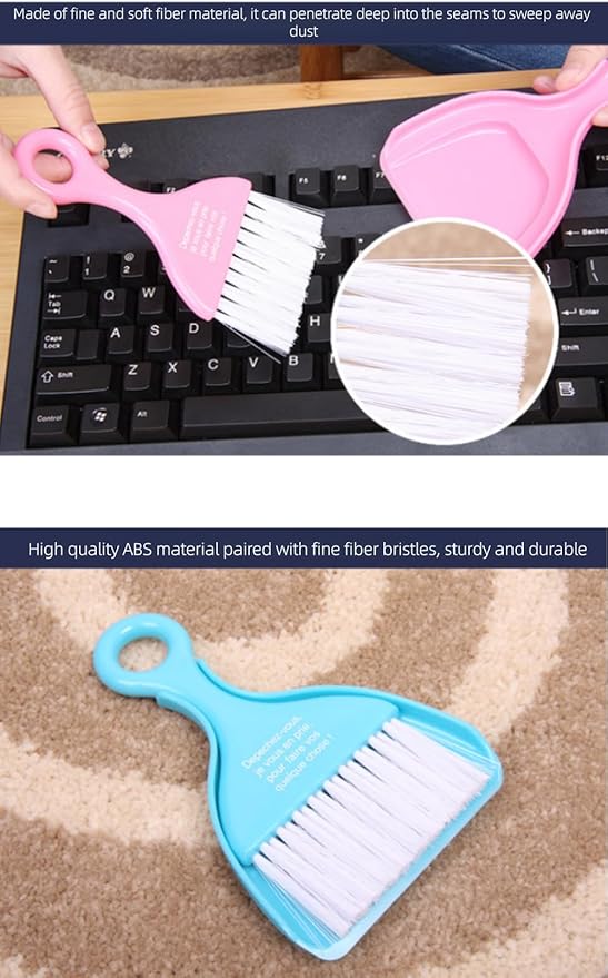 3 Pcs Mini Dustpan Set, Compact Table Whisk Brooms Small Dustpan Broom Set