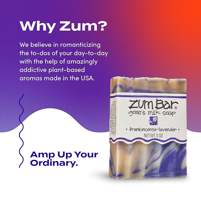 Indigo Wild Zum Goat's Milk Soap Bar - Bar Soap for Hands & Body Made with Essential Oils - 3 oz - Frankincense-Lavender (3 Pack)