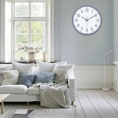Wall Clocks Battery Operated 8 inch Modern Wall Clock,Silent Non Ticking Wall Clock for Living Room Bedroom Kitchen Office Classroom Decor (Texture Gray White)