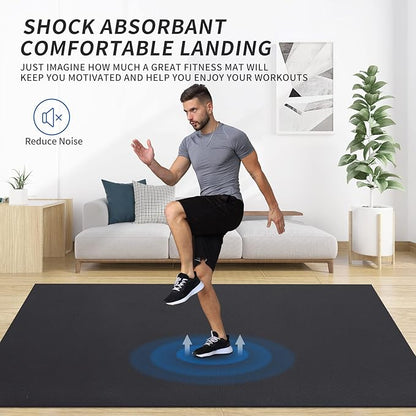 MRO Extra Large Exercise Mat For Home Gym, 8'x4.5'/7'x4.5'/6'x4.5'(7mm) Workout Mats for Gym Flooring, Non-Slip, Extra Thick Durable Cardio Mat, Ideal for Plyo, Weights, MMA, Jump Rope -Shoe Friendly
