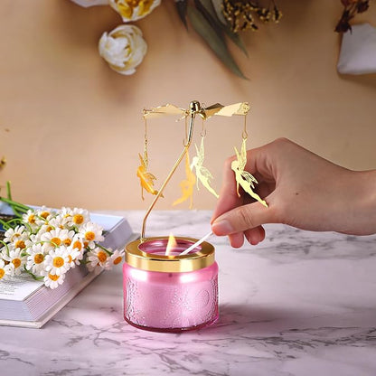 Rotatable Candle, Birthday Gifts for Women, Vanilla Cream Scented Candles Anniversary Christmas Thanksgiving, Unique Butterfly Gifts Best Girl, Friends,Mom, Pink