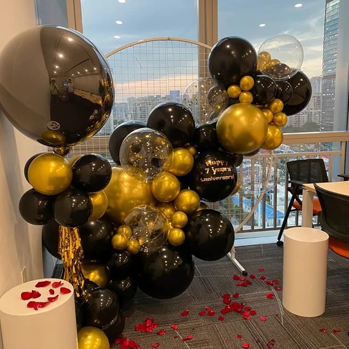 100pcs Metallic Gold Balloons Different Sizes 18 inch +12 inch +10 inch +5 inch Chrome Gold Balloon Gold Latex Balloons for Halloween Christmas Thanksgiving Birthday Party Graduation Baby Shower