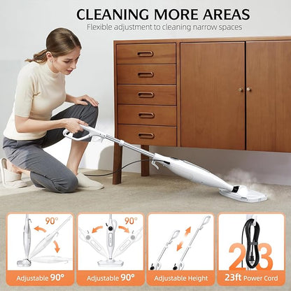 Powerful Handheld Steam Mop With 11 Accessories, 23FT Power Cord, 266℉Deep Cleaning, 2 Steam Modes & Multi-Purpose Steamer For Sealed Hard Floor, Laminate, Marble, Stone Floors