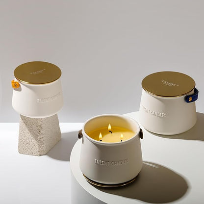 Candles for Home Scented - Scandinavian Style 3 Wick Candle - 30 Hours Long-Lasting Ceramic Candle Jar - Soy Candles Non Toxic with Minimalist Design - Summer Night