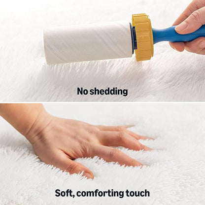 Amazon Basics Fluffy Washable Area Rug, Shaggy Carpet for Living Room, Bedroom, 8' W × 10' L, Cream