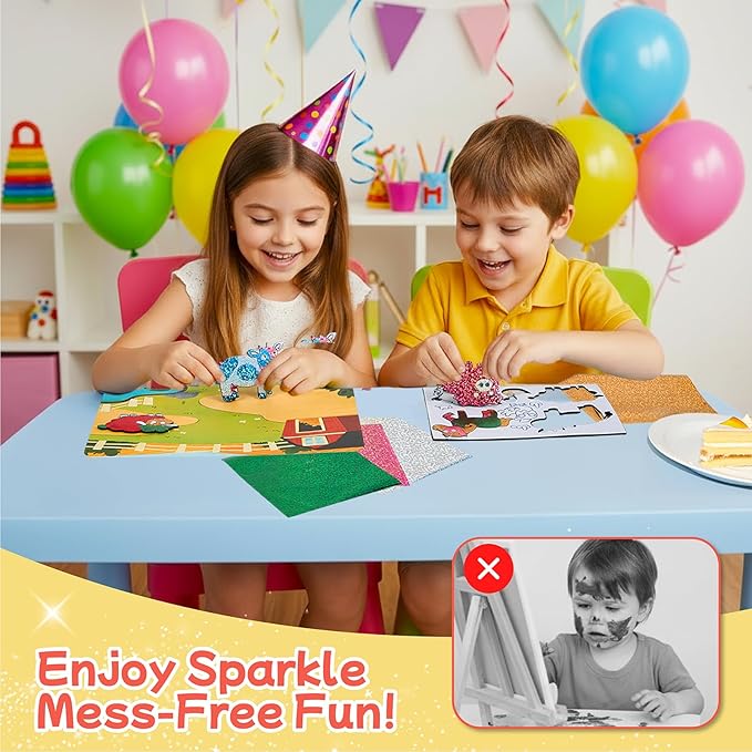 JoyCat 24 Pack Foil Craft Party Favors,No Mess Arts and Crafts for Kids,Goodie Bag Stuffers,DIY Creative Activity, Valentines Birthday Gift for Girls Boys 4 5 6 7 8 9 Years Old(Animal)
